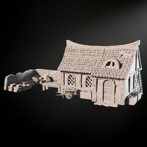 Medieval Mason House STL Files: 28mm RPG Terrain with Tools & Furniture (Digital Download