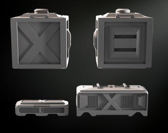 3D Printable Sci-Fi Crates: Wargaming Terrain STL Files (28mm Scale)