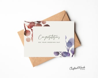 Afdrukbare gefeliciteerd met uw trouwdagkaart, afdrukbare trouwkaart, net getrouwde kaart, pasgetrouwden, nog lang en gelukkig kaarten