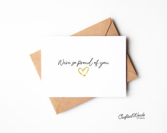 Printable We're so proud of you congratulations card | proud of you card for a new job graduation well done encouragement well done card