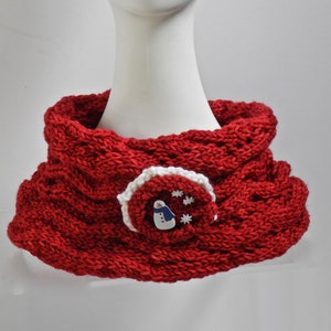 Merino Cowl / Neckwarmer with Removable Snowman Pin