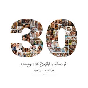 30e verjaardag fotocollage, 30e verjaardagscadeau voor haar hem nummer 30 afdrukbare, 30e fotocollagesjabloon, bewerkbare 30e verjaardag, canva