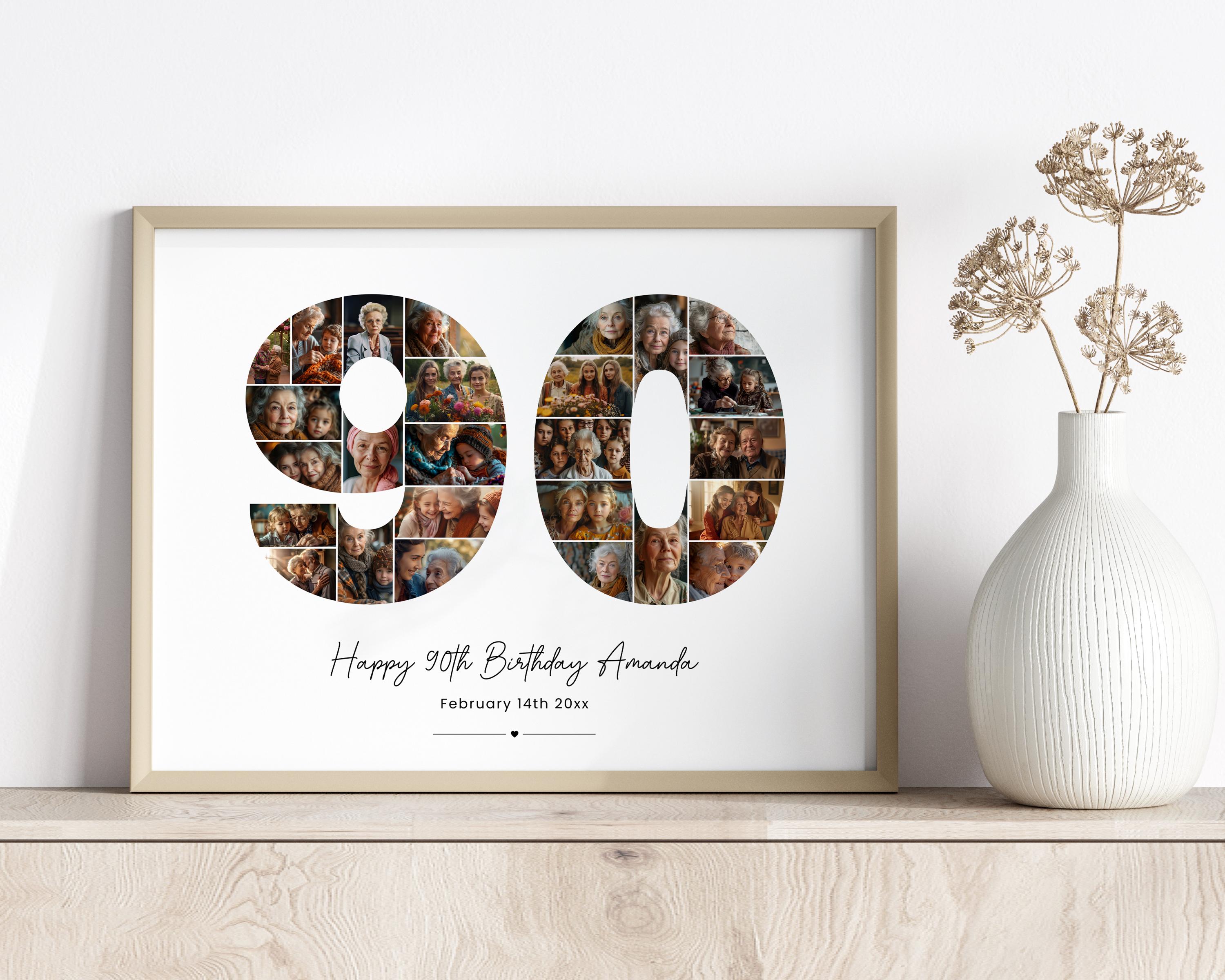 90th Birthday Photo Collage Template, Personalized Gift for Grandma ...