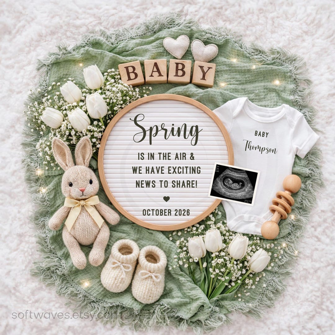 Spring Pregnancy Announcement: Editable Spring is in the Air Baby ...