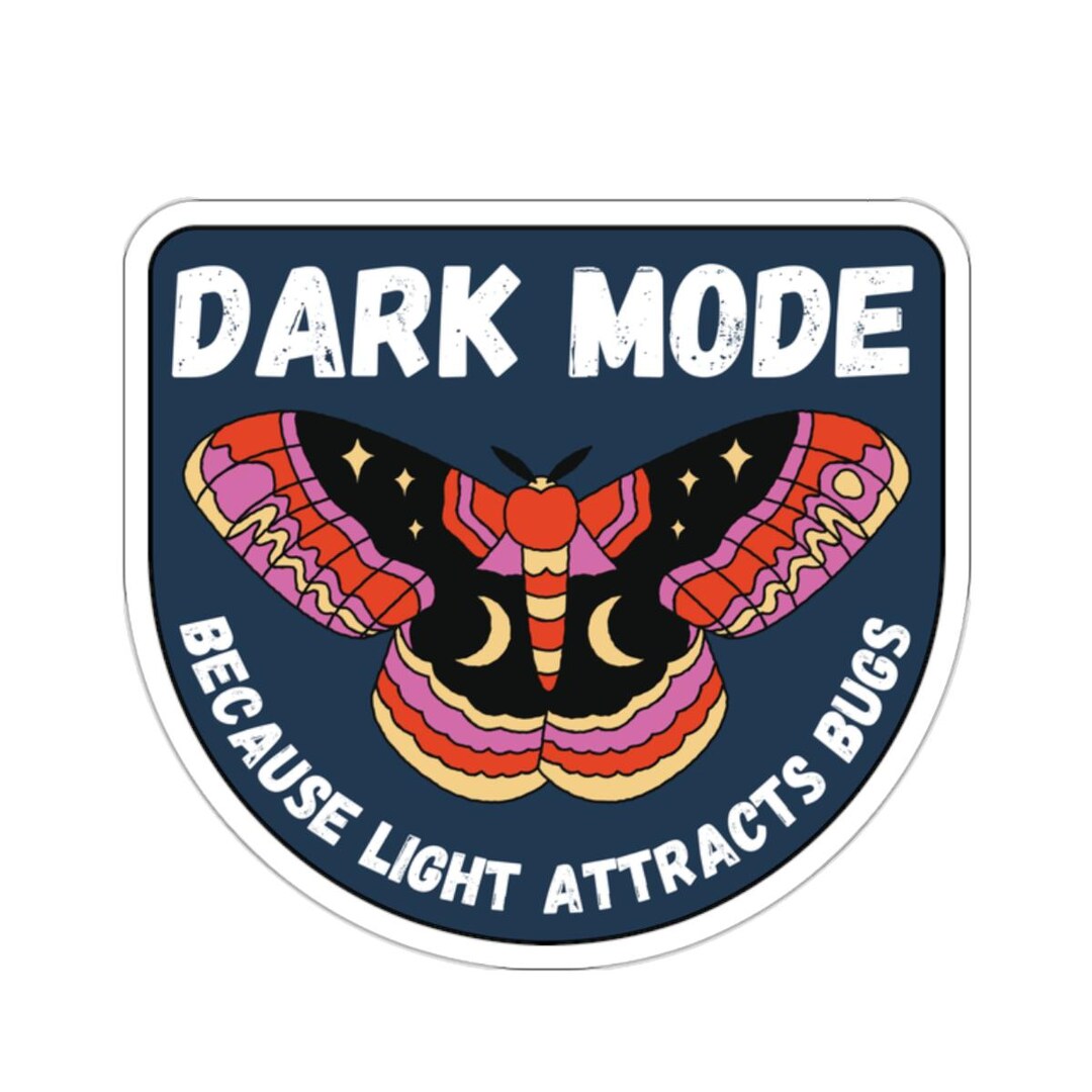 Dark Mode Moth Sticker - Retro Aesthetic Sticker for Tech Lovers Light ...