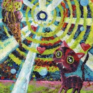 Cat food painting with cosmic ice cream cone digital download