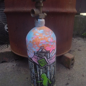 Custom painted &#39;Paranormal Seattle&#39; welding argon/carbon dioxide gas tank