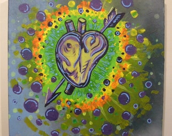 hart en pijl El Corazon origineel schilderij op canvas