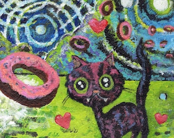 Cat Food schilderij donut digitale download