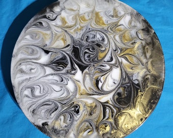 Golden Blackness Lazy Susan Resin Art - 14 inch