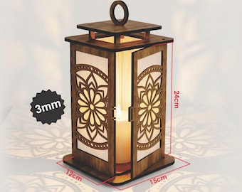 3d Tealight Laser Cut SVG, Candle Holder Laser Cut File, Wooden Latern Tealight Lamp Shadow Box SVG | Digital Instant Download