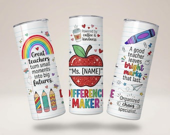 Teacher Tumbler Sublimation Design | 20oz Skinny Tumbler Wrap PNG | Personalized Teacher Name, Teacher Fuel, Teacher Life | Instant Download