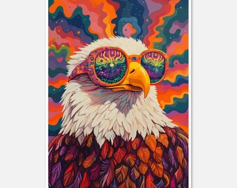 Poster dell'aquila psichedelica: arte visionaria vibrante