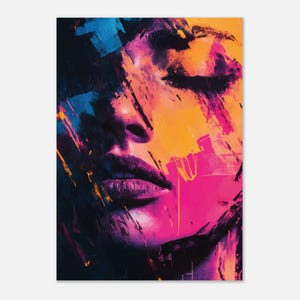 Poster artistico con donna con schizzi di colore