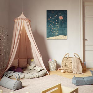 Póster de rosas encantadoras con corazones flotantes: perfecto para la decoración de habitaciones infantiles