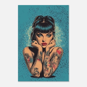 Tattooed comic woman poster