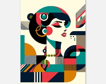 Stylized Geometric Woman - poster