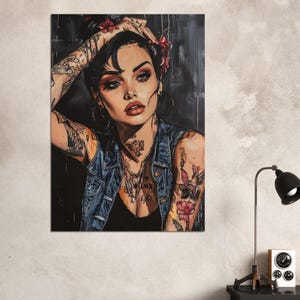 Denim tattooed woman poster