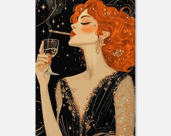 Art Deco Glamour Poster – Elegant Flapper Girl in Gold and Black