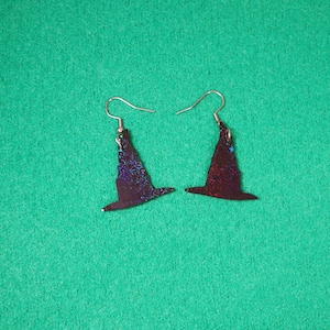 Wicked Elphaba Witch Hat Holographic Earrrings