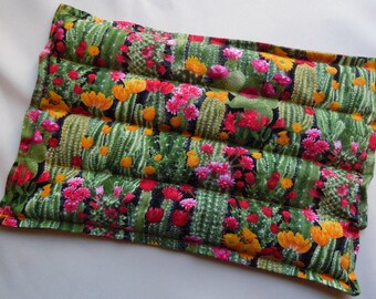 Cactus Fabric filled with Lavender and Flax Seed, Aromatherapy Organic French Lavender Flax Pack, Lavender Hot Cold Pack, Ready to Ship