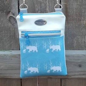 Polar Bear Cross body Purse, Blue Cross Body Bag, Snow Bear Bag, Faux Leather Bag, Handmade