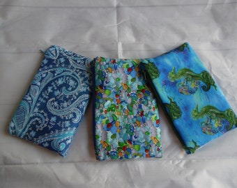 Choice of  Essential Oil Pouches, Sea Glass, Paisley or Mermaid, Travel Jewelry Pouch, Travel Case, Padded Pouch, Zippered Pouch, Handmade