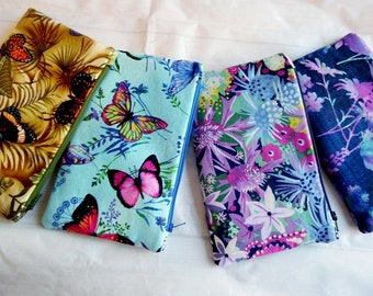 Choice of Butterfly Essential Oil Pouches, Travel Jewelry Pouch, Travel Case, Padded Pouch, Zippered Pouch, Handmade, Aromatherapy Pouch