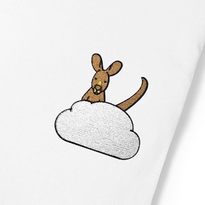 Embroidered Silly Kangaroo Unisex Garment-Dyed T-shirt, Fun Animal Tee, Cloud Design, Mens Womens Shirt, Hipster Clothing