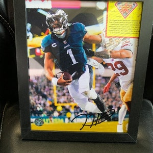 Jalen Hurts Autographed Picture with COA Philadelphia Eagles NFL Authentic Signature Signed Framed
