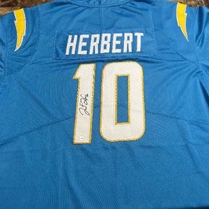 Camisa autografada por Justin Herbert com assinatura autêntica do COA, Los Angeles Chargers, esportes da NFL