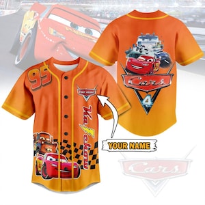 Personalize Lightning Mcqueen Baseball Jersey, Mcqueen Adult Jersey, Cars Baseball Jersey, Cars Baseball Team Outfit, Magic Kingdom Jer
