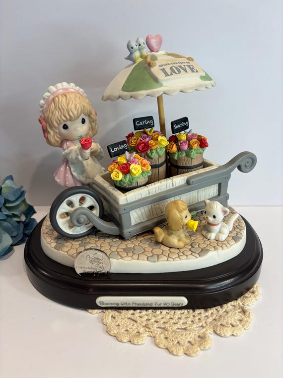 2018 Precious Moments Flower Cart “blooming With Friendship for 40 Years”