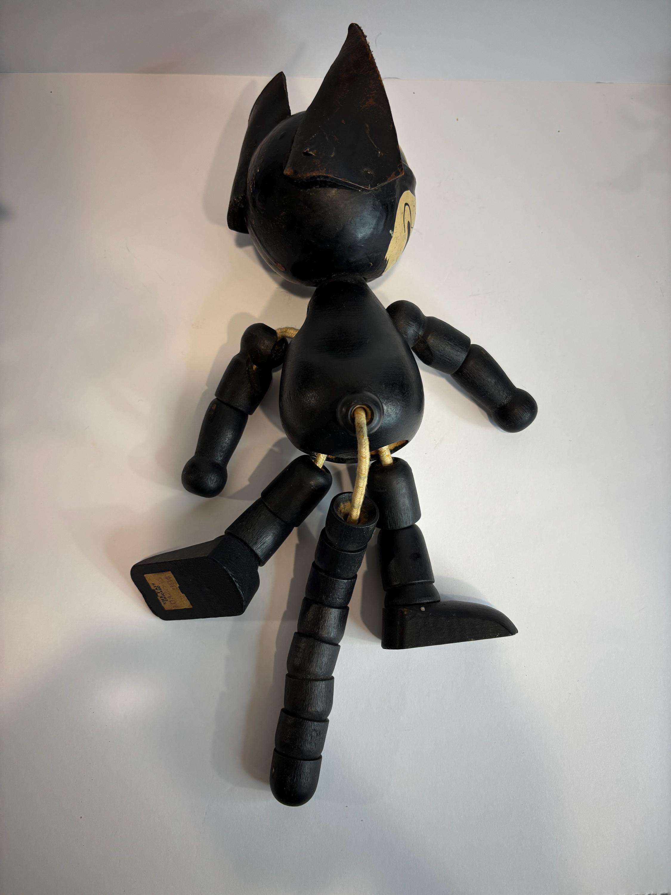 Rare Antique 1920s Wooden Felix the Cat Toy, Movable Arms & Legs