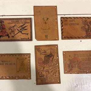 Antique 1907 Leather Postcards, Set of 6 - Etsy