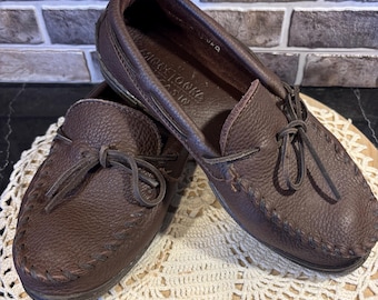 Minnetonka Brown Leather Moccasins,  women’s US size 8 W, like new