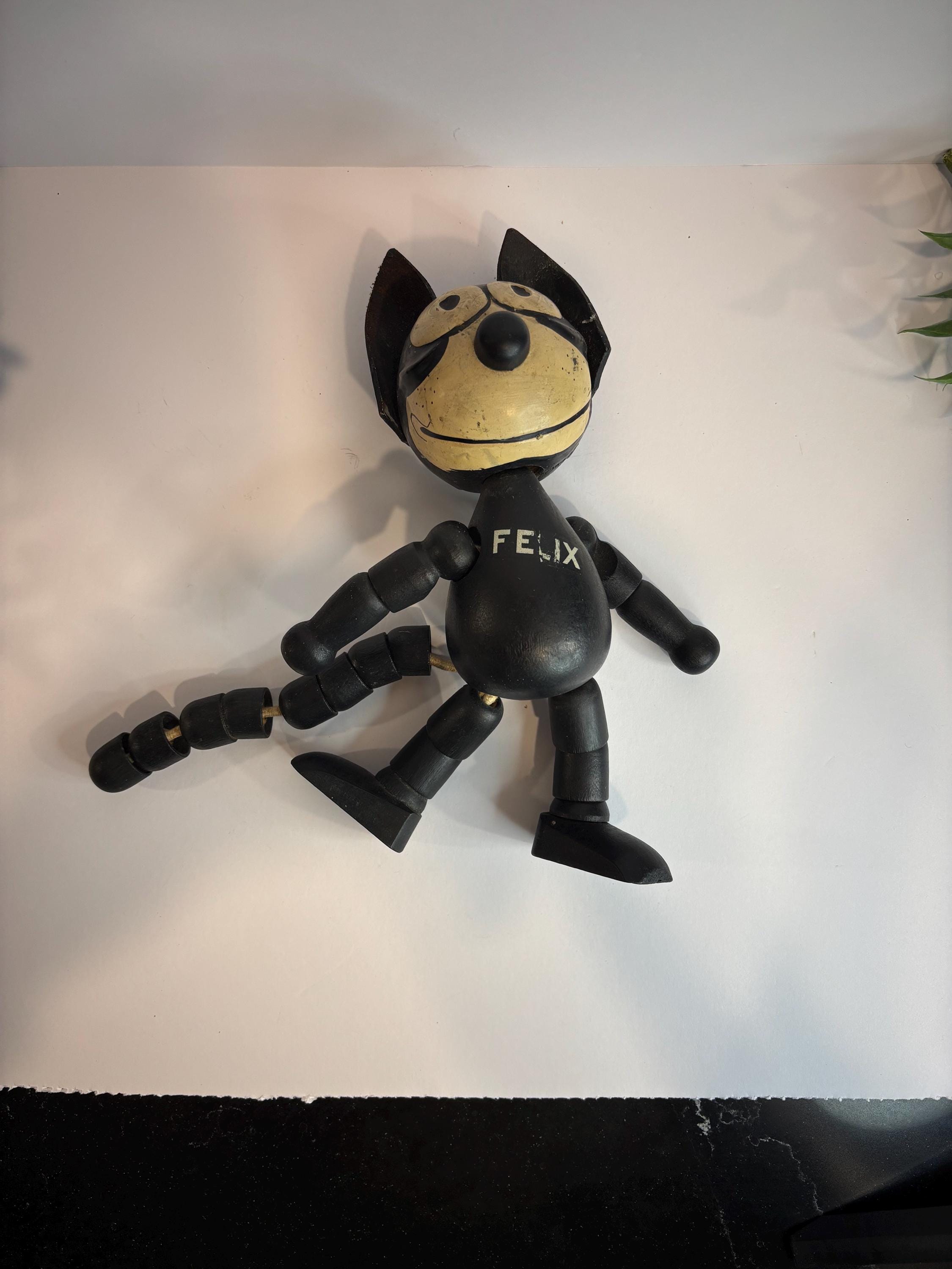 Rare Antique 1920s Wooden Felix the Cat Toy, Movable Arms & Legs