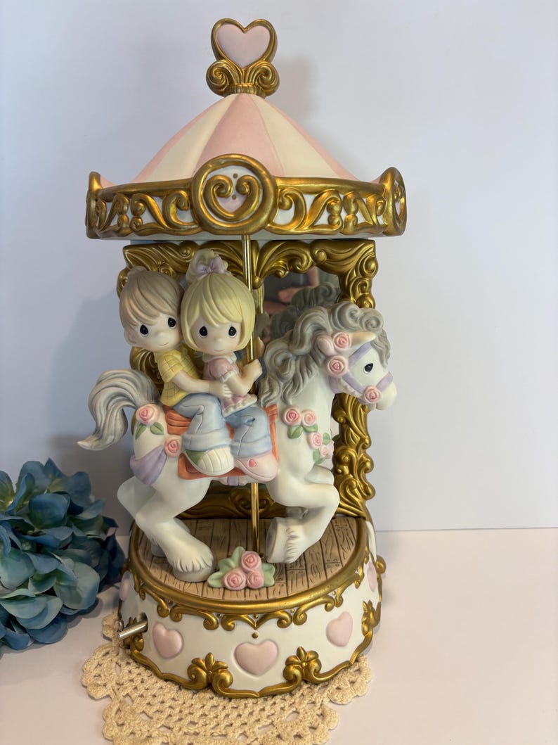 Carousel Pink Roses 2015 Precious Moments Musical Carousel “your Love Makes My World Go ...