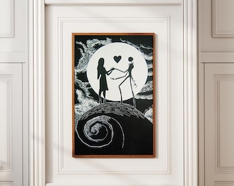 The Nightmare Before Poster Movie Poster Black And White Art Vintage Poster Retro Print Wall Art Canvas Print Unframed