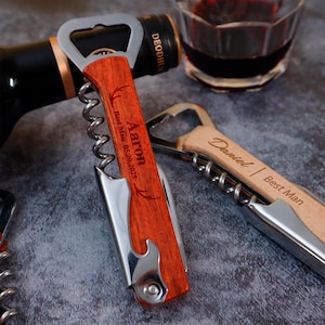 Personalized Wine Bottle Opener Custom Wine Opener Engraved Corkscrew Wedding Party Gifts Gift for Him Wedding Favors