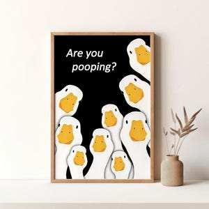 Póster de "¿Estás haciendo caca?", póster de ganso, pósteres de animales divertidos, póster vintage, impresión retro, arte de pared, impresión en lienzo sin marco.