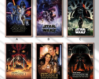 Star Wars Movie Collection Series Movie Poster Multiple Movie Posters Vintage Poster Retro Print Wall Art Canvas Print Unframed