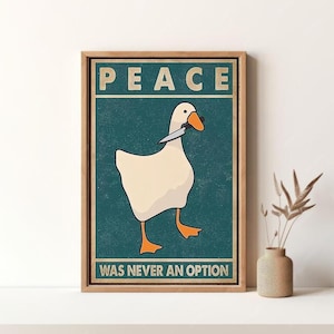 Peace Was Never An Option Poster Duck Poster Lustige Tiere Poster Vintage Poster Retro Druck Wand Kunst Leinwand Druck Ungerahmt