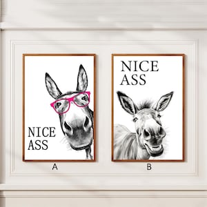 Nice Ass Poster Funny Animals Poster Vintage Poster Retro Print Wall Art Home Decor Christmas Gifts Canvas Print Unframed