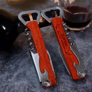 Personalization Engraved Wooden Wine Bottle Opener Wine CorkScrew Beer Bottle Opener Groomsmen Gift Gift For Him