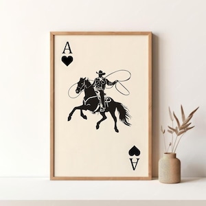 Affiche de cow-boy, affiche de cartes à jouer, affiche vintage, impression rétro, art mural, impression sur toile, sans cadre