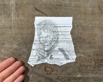Portrait de BRUCE LEE sur une feuille de l'économat de la prison, croquis Pop Art, dessin au crayon, Jail Mail, croquis, idée cadeau, karaté, arts martiaux, combattant