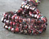 Magic Raspberry 6 0 Three Cut Seed Bead Mix 10 inch strand 3 Cut Red Seed Bead