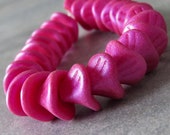 Neon Pink Opalescent Three Petal Czech Glass Bead 10x12mm Flower 12 pc Hot Pink Flower