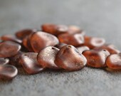 Milky Pink Copper Picasso Czech Glass Bead 14mm Rose Petal 12 pc